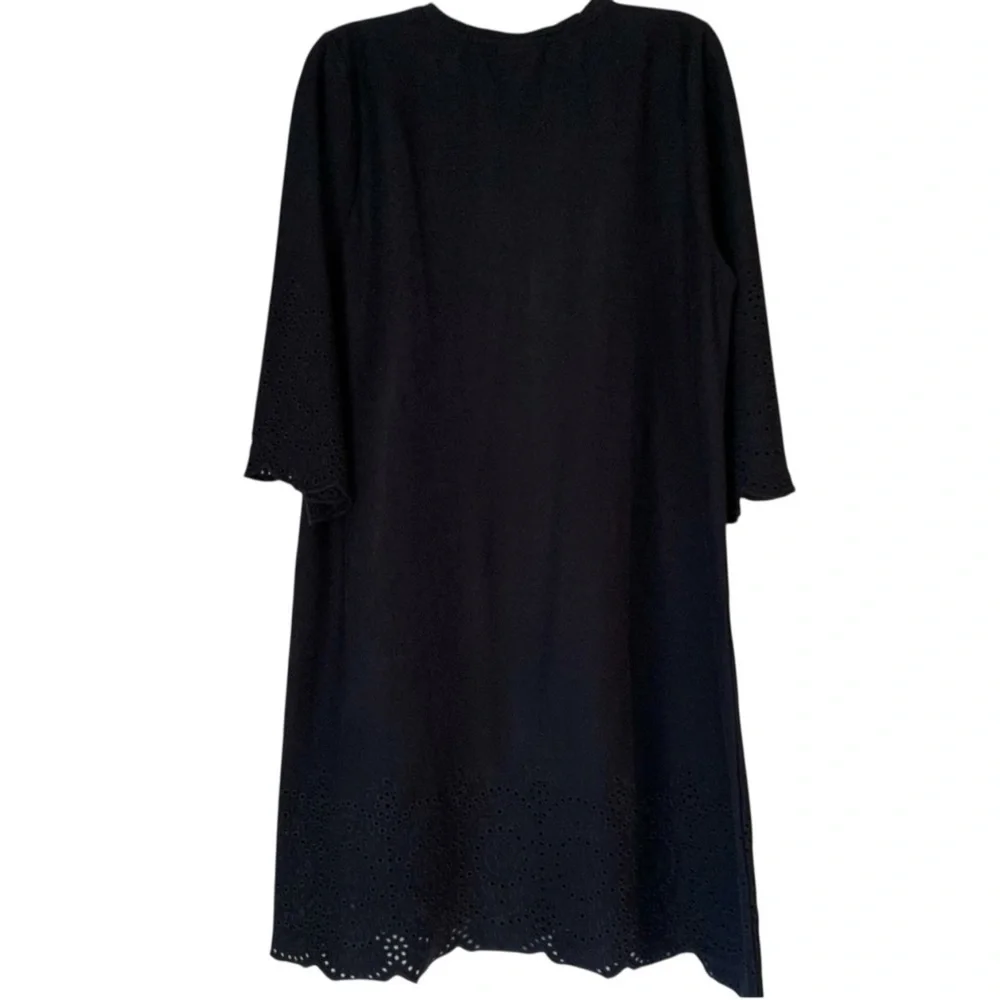 J. Jill women's 'Pacific' navy shift dress with eyelet trim sz small - Picture 5 of 8